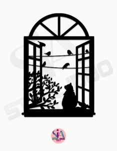 لوحة القطة والطيور ... Code 4407