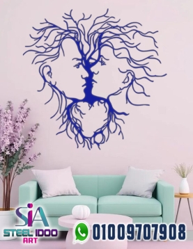 لوحة فنية تجريدية لوجهين بشكل قلب