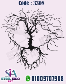 لوحة فنية تجريدية لوجهين بشكل قلب