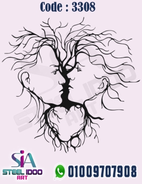 لوحة فنية تجريدية لوجهين بشكل قلب