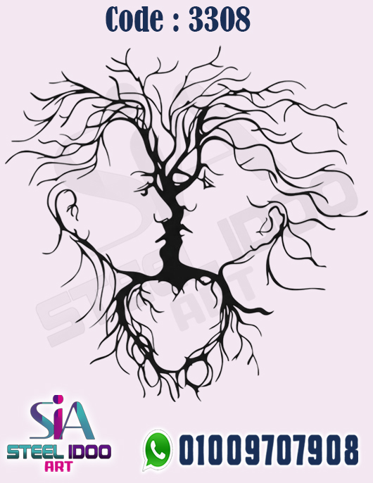 لوحة فنية تجريدية لوجهين بشكل قلب