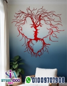 لوحة فنية تجريدية لوجهين بشكل قلب